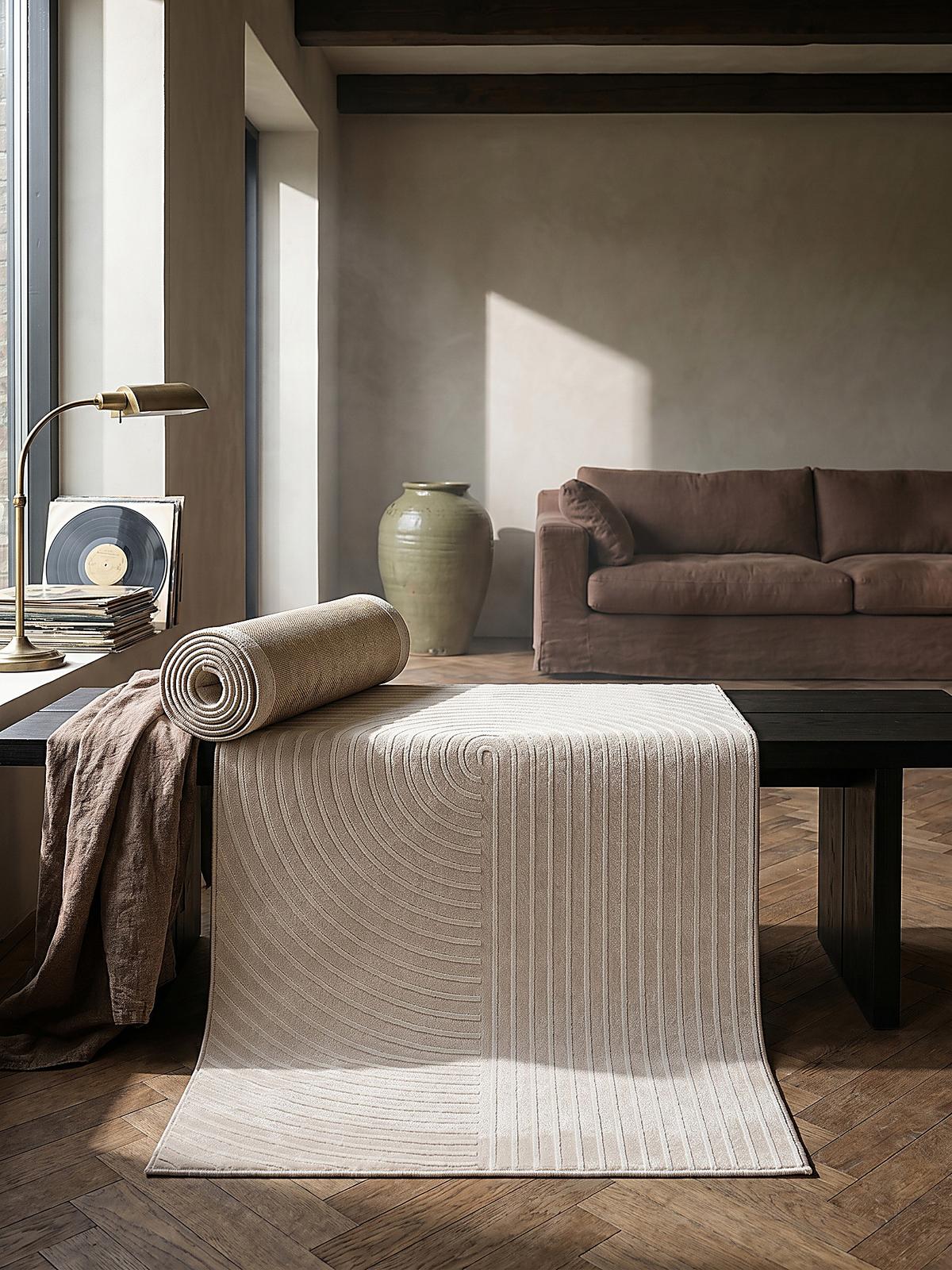 TEPPICHLÄUFER Geometrisch ERESMA Polyester Beige 80 x 150 cm - Beige, Textil (80/150cm) - KADIMA DESIGN