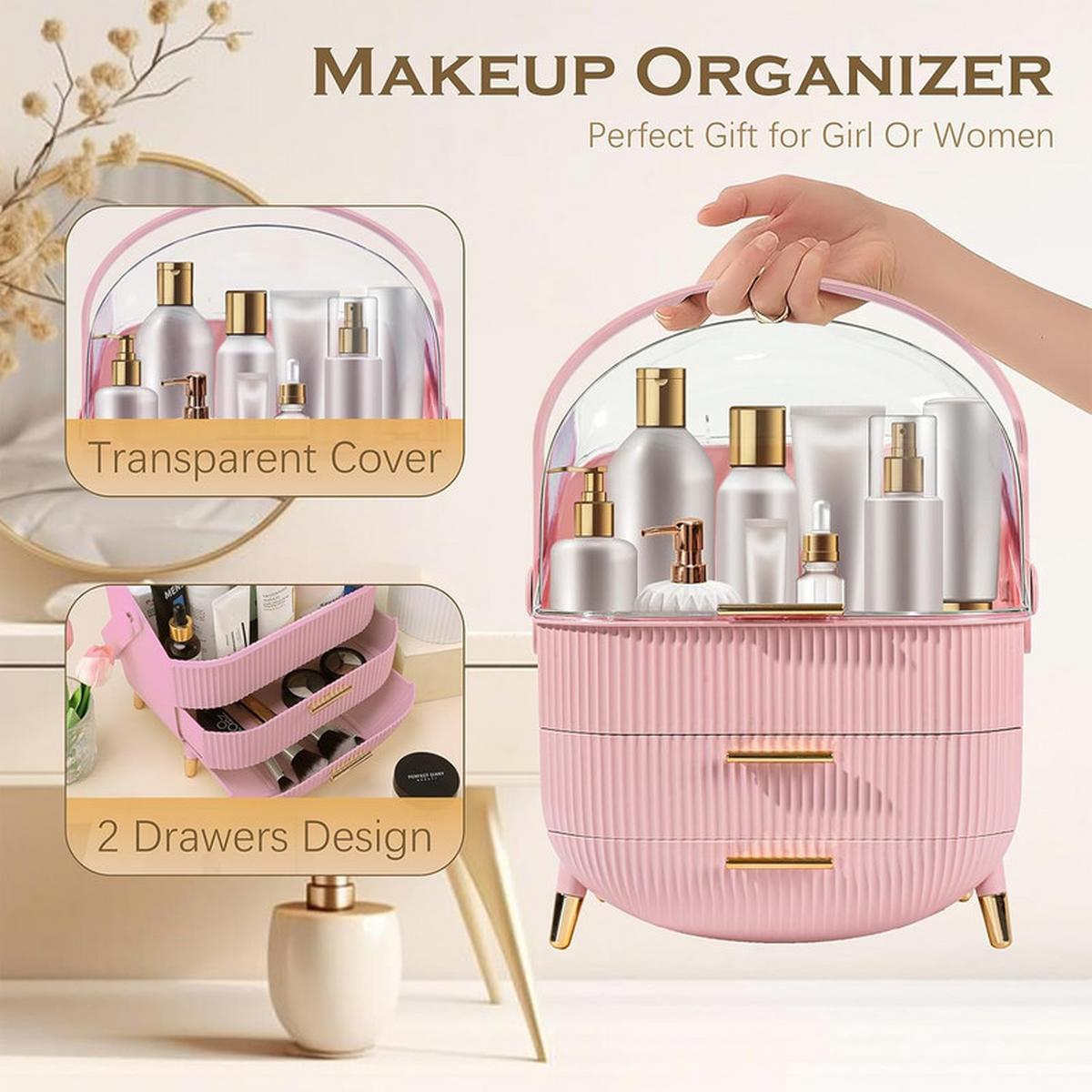 KOSMETIKORGANIZER Carl Ⅲ 26/16/38 cm - Pink, Kunststoff (16/38/26cm) - Nettlife