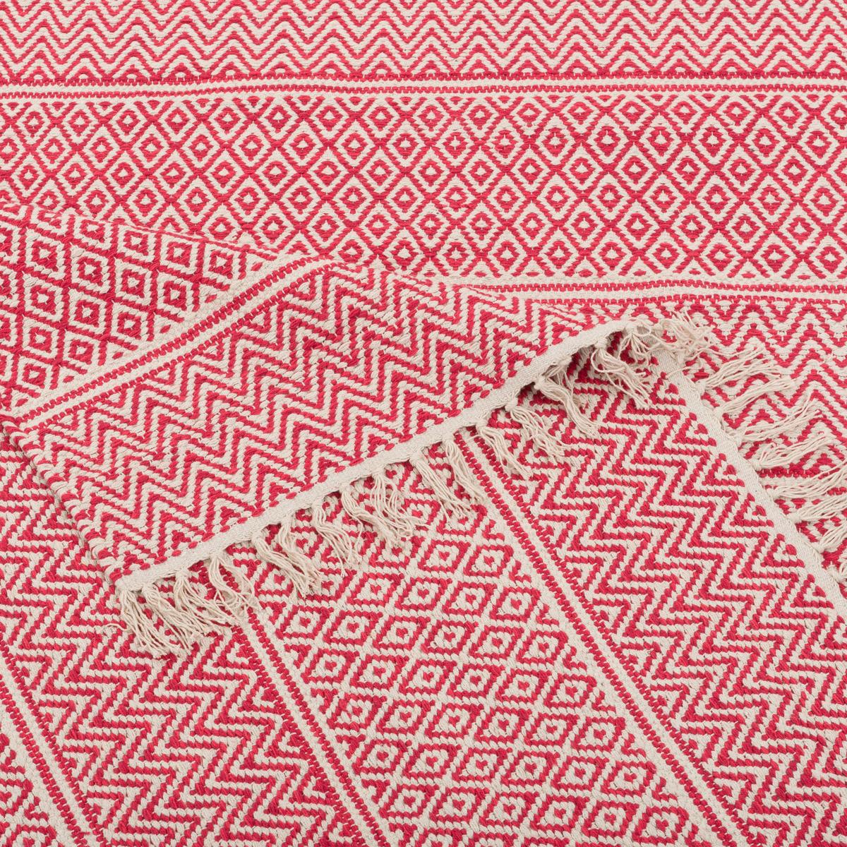 BAUMWOLLE NATUR KELIM TEPPICH SANDY STRIPES - Rot, Textil (90/160cm) - Pergamon