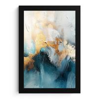 POSTER MIT RAHMEN Abstrakt - Kunst - Gold - Blau Poster 20x30 cm - Petrol, Papier (20/30cm) - MuchoWow