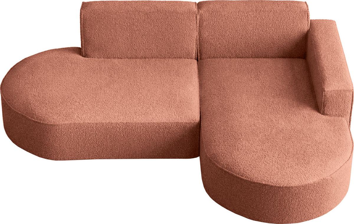 ECKSOFA Hana L-Form 3-Sitzer Ecke Rechts, Boucle, Terra 241/73/168 cm - Terracotta/Schwarz, Textil/Metall (168/241cm) - WFL GROUP