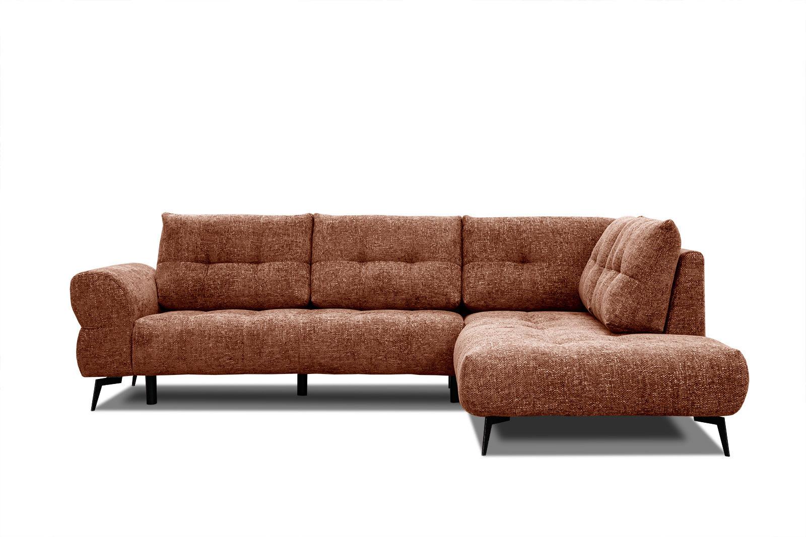 ECKSOFA SALVINI 5-Sitzer, dunkelorange - Dunkelorange/Schwarz, Holzwerkstoff/Textil (292/158cm) - Wozimo
