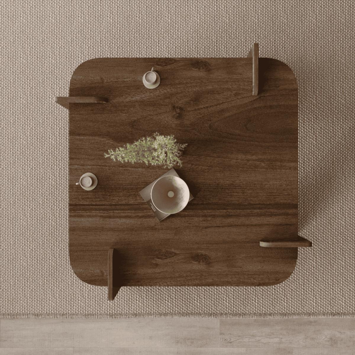 COUCHTISCH mit quadratischer platte 90/90/35 cm - Naturfarben, Holzwerkstoff (8/90/35cm) - Calicosy