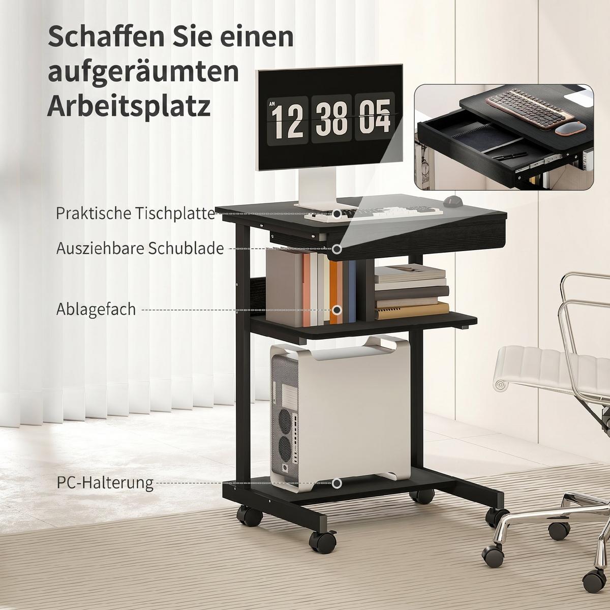 SCHREIBTISCH Spanplatte Metall Schwarz - Schwarz, Holzwerkstoff/Metall (56/51/79cm) - HOMCOM
