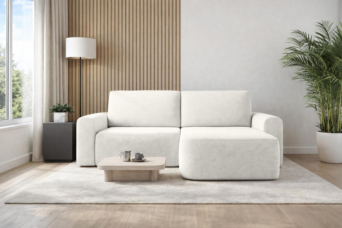 ECKSOFA L Form Otterton Creme 250/180/95 cm Rechts mit Schlaffunktion - Creme/Schwarz, Kunststoff/Textil (250/180cm) - AX Living