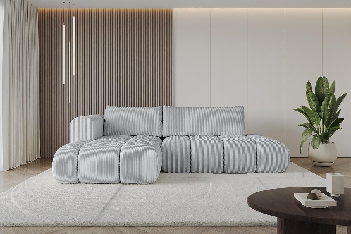 ECKSOFA Ottomane Links CLOUD-L 280x185x90 Grau Cord - Grau, Holzwerkstoff/Kunststoff (180/289cm) - ALTDECOR