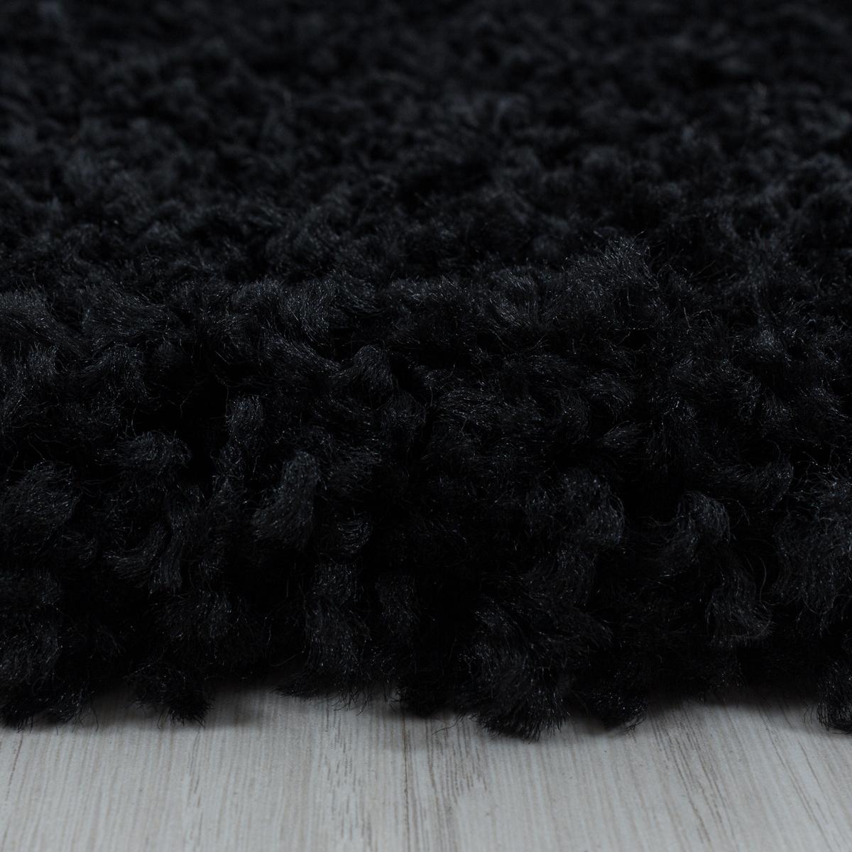 TEPPICH Hochflor SPREE in Schwarz, einfarbig, Ø 80 cm - Schwarz, Textil (80/80cm) - KADIMA DESIGN