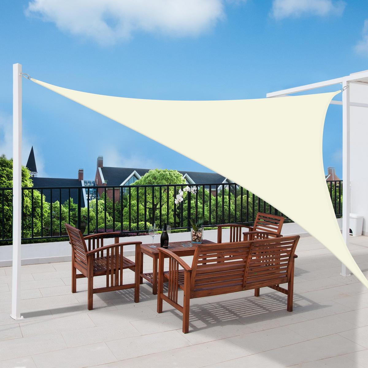 SONNENSEGEL SolVision PS9 420/420/600 cm dreieckig Creme PE - Creme, Kunststoff (420/420cm) - Sol Royal
