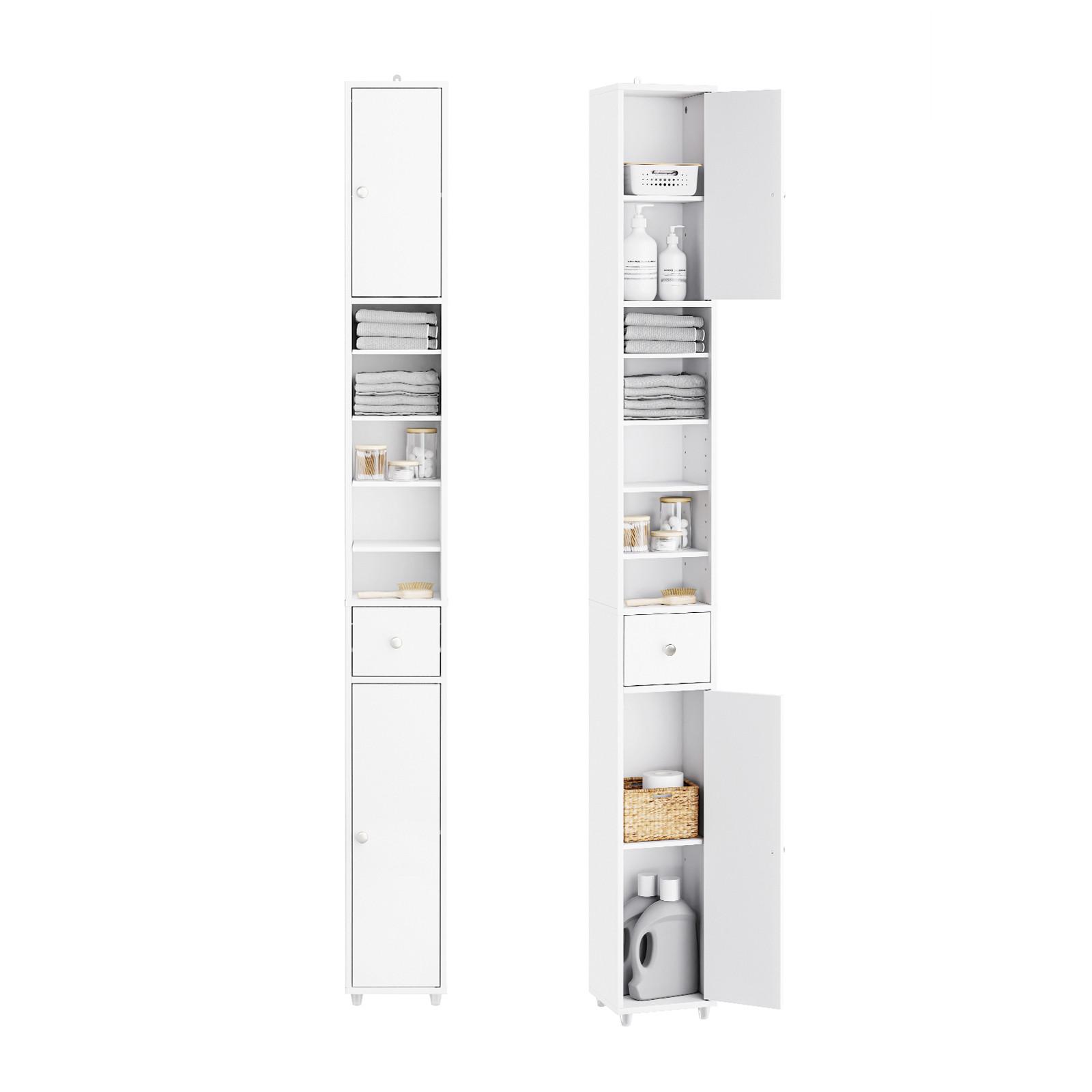 HOCHSCHRANK schmal Badschrank Weiß 20x180x20cm - Weiß, Holzwerkstoff (20/180/20cm) - SoBuy