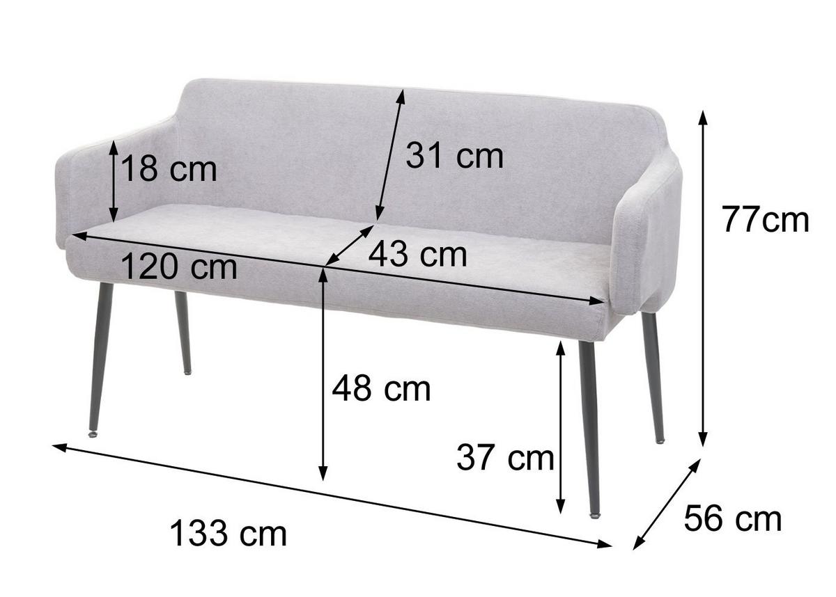SITZBANK Anthrazit, Schwarz - Anthrazit/Schwarz, Textil (133/77/56cm) - MCW