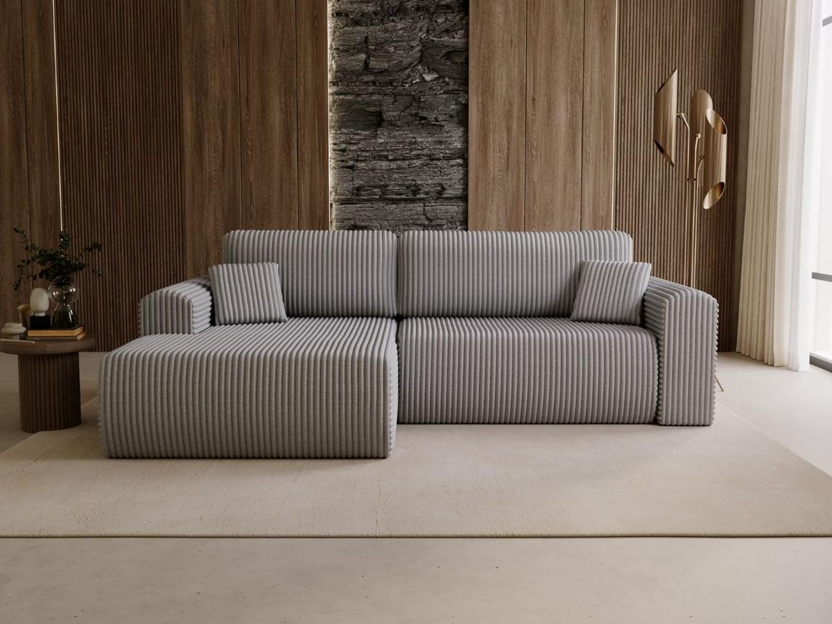 ECKSOFA Belvio Hellgrau Links - Hellgrau/Schwarz, Holz/Textil (257/177cm) - Graingold