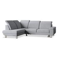 ECKSOFA LERMA R-S Hellgrau Velours-Stoff mit Schlaffunktion - Silberfarben/Hellgrau, Holz/Textil (253/190cm) - MASSENO