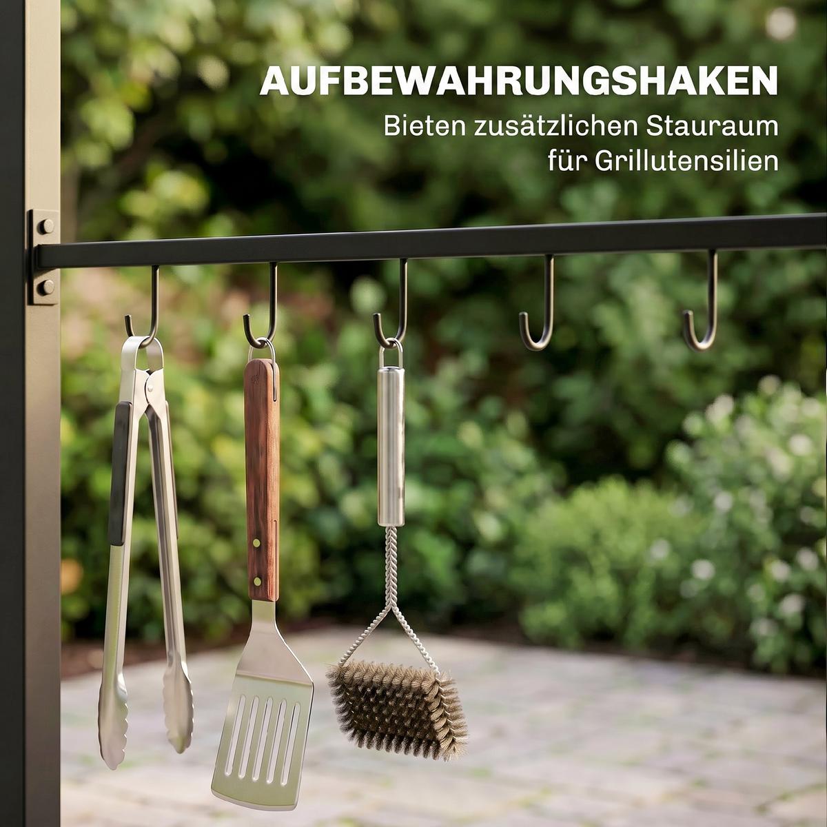 GRILLPAVILLON, Polyester, Beige+Schwarz - Beige, Metall (150/220/215cm) - Outsunny