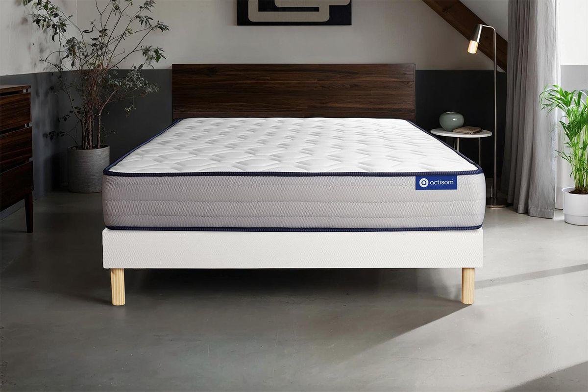 BETT Actilatex form Latex und Memory-Schaum 80 x 200 cm h3 - Kit Bettgestell Weiß - Beige/Weiß, Karton/Holz (80/200cm) - ACTISOM