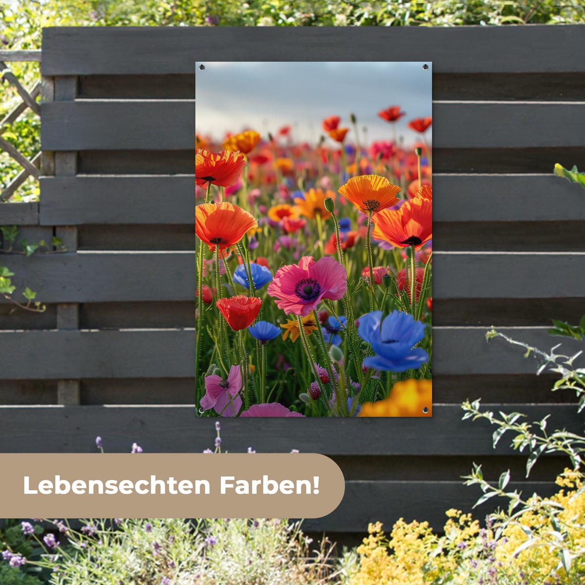 GARTENPOSTER Blumen - Mohnblumen - Farbenfroh - Natur Outdoor Bilder 80x120 cm - Dunkelorange, Kunststoff (80/120/0.2cm) - OnlyWow
