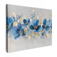 LEINWANDBILD Blumen - Blau - Abstrakt Wandbild 40x30 cm - Hellgrau, Textil (40/30cm) - MuchoWow