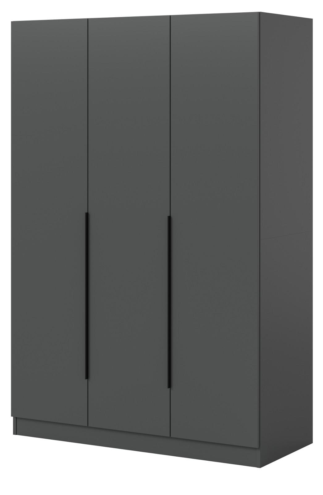KLEIDERSCHRANK grau 3-türig 120 x 181 cm, Kleiderstange und 7 Wäschefächer - Schwarz/Grau, Holzwerkstoff/Kunststoff (120/181/52cm) - Inn.Furn