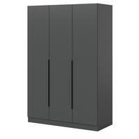 KLEIDERSCHRANK grau 3-türig 120 x 181 cm, Kleiderstange und Wäschefächer - Schwarz/Grau, Holzwerkstoff/Kunststoff (120/181/52cm) - Inn.Furn