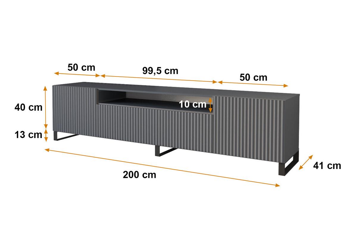 LOWBOARD NOA-2-S 200x53x41 cm - Graphit - Graphitfarben/Schwarz, Holzwerkstoff (200/53/41cm) - ALTDECOR