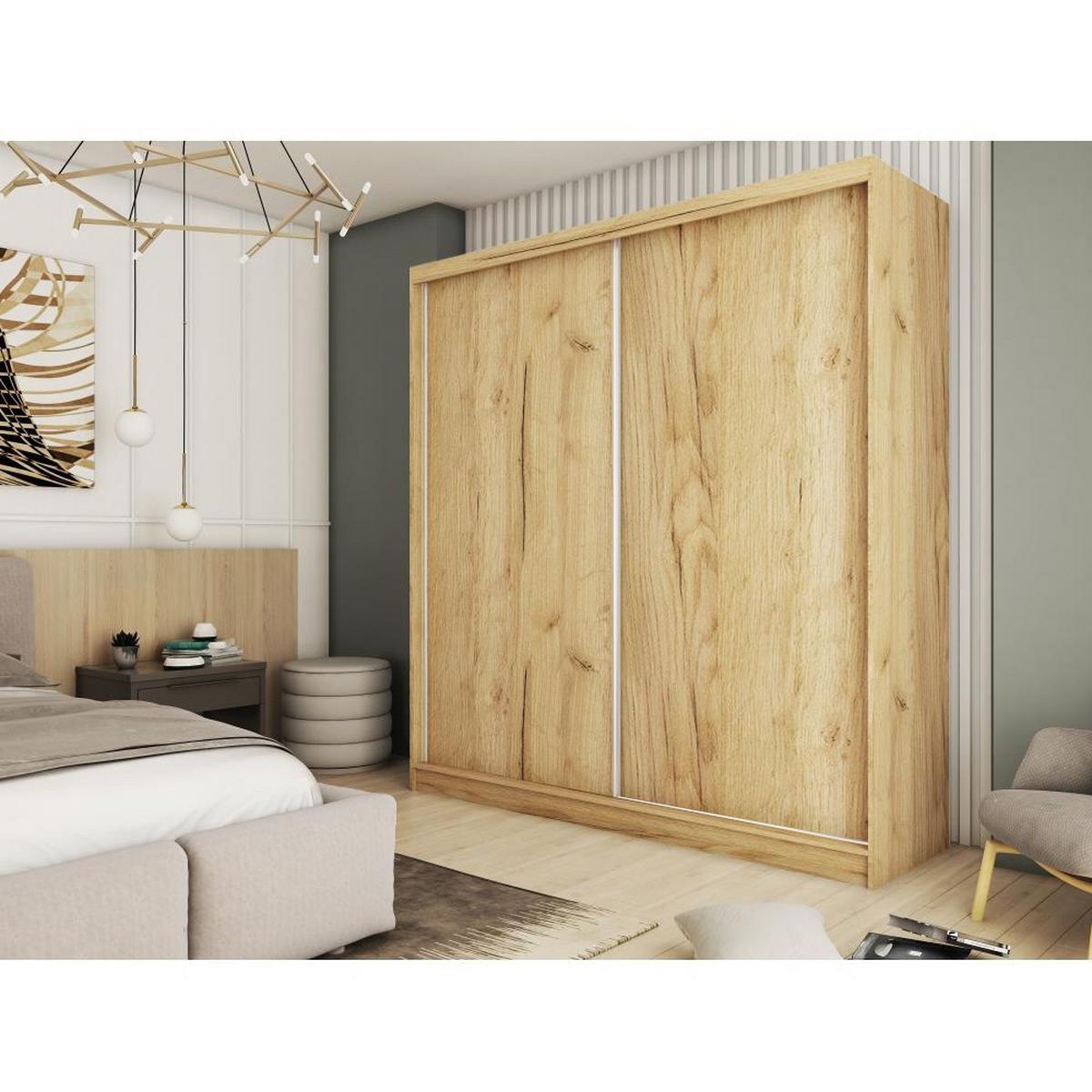 SCHWEBETÜRENSCHRANK Mario 200/216/61 eiche Artisan - Eiche Artisan, Holzwerkstoff (200/216/61cm) - Beautysofa