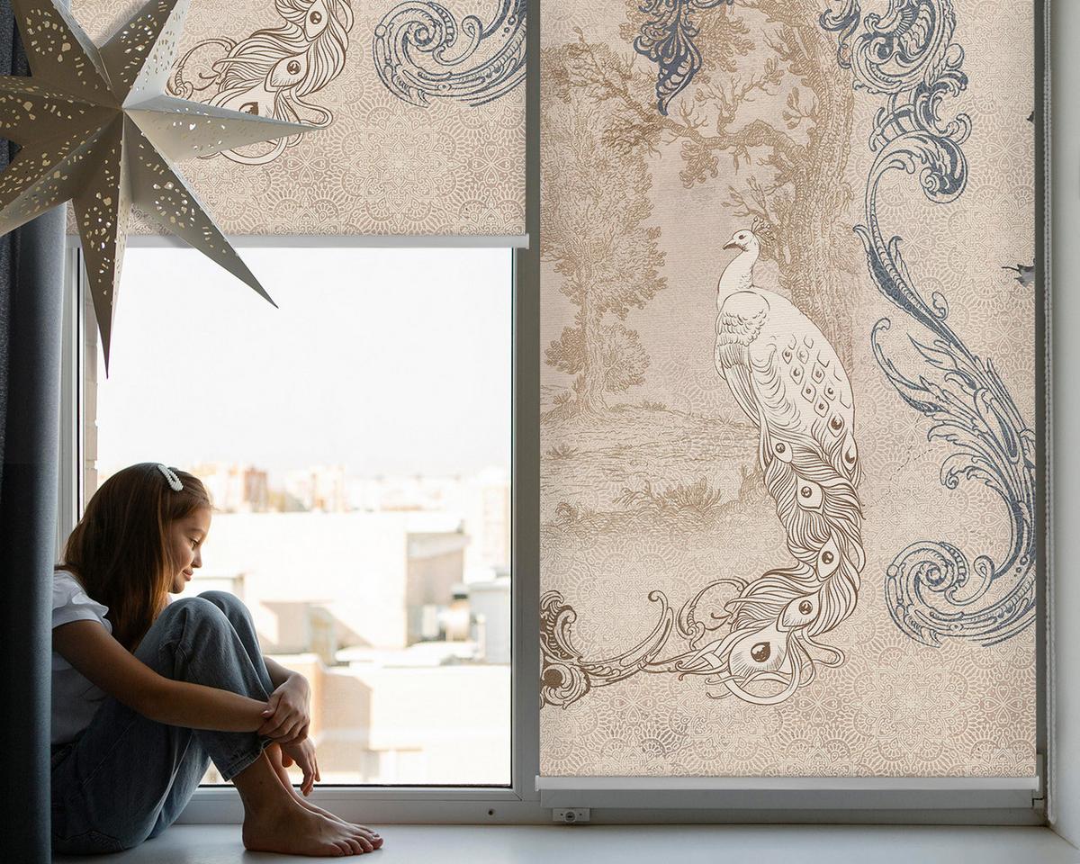 INNENROLLO - Fensterrollo - Rollo - 100x100 cm - Vintage-Vögel - Grau, Kunststoff (100/100/0.5cm) - TULUP