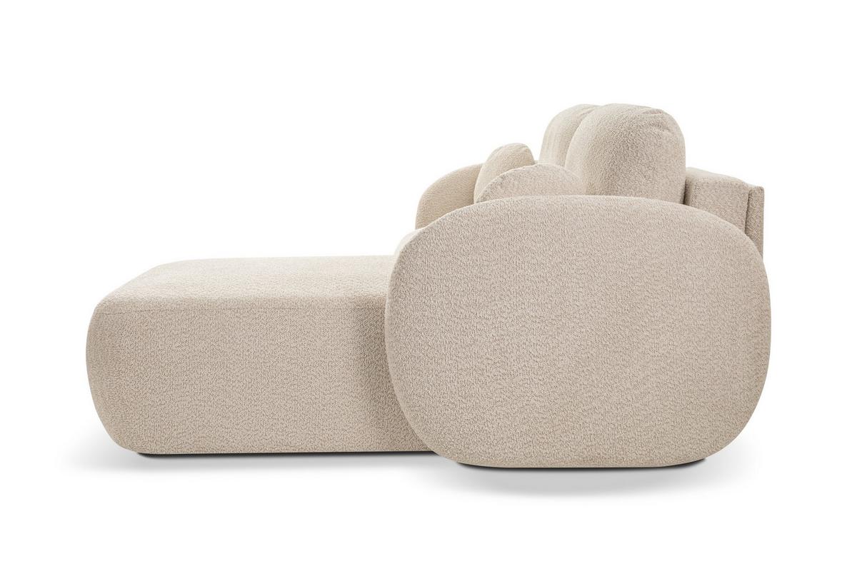 ECKSOFA AMICO R-S Beige Boucle-Stoff mit Schlaffunktion - Beige, Holz (248/174cm) - MASSENO