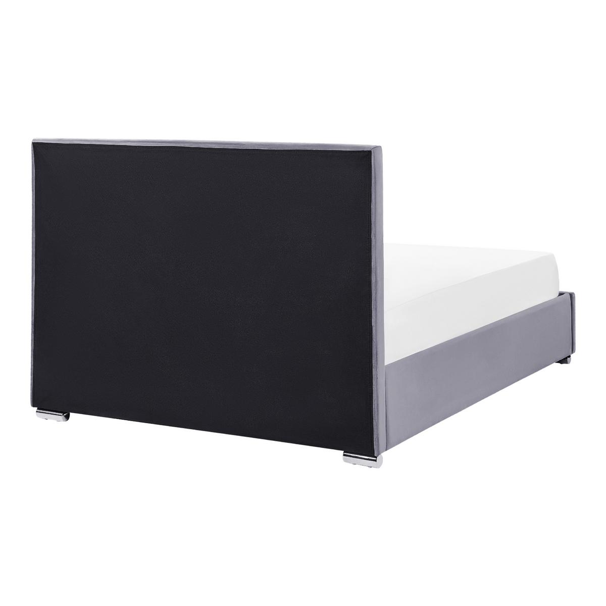 BETT mit Stauraum 140/200 cm Samtstoff Dunkelgrau Rouen - Dunkelgrau, Textil (140/200cm) - Beliani