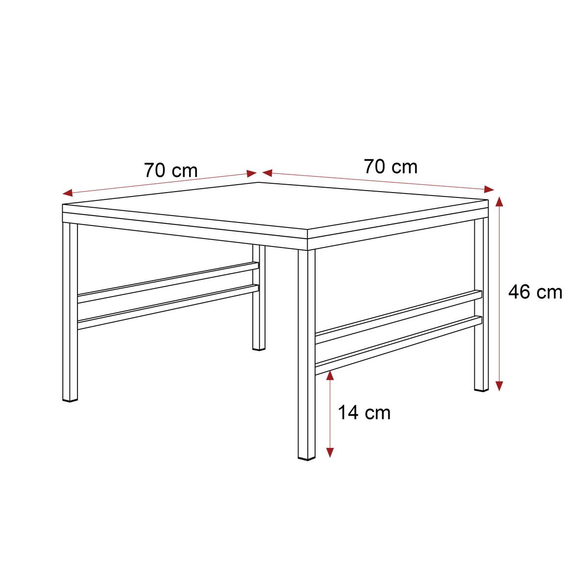 COUCHTISCH FORMA 70/70 cm Quadrat, Weiß Hochglanz - Weiß Hochglanz/Weiß, Metall (70/70/46cm) - Idohome