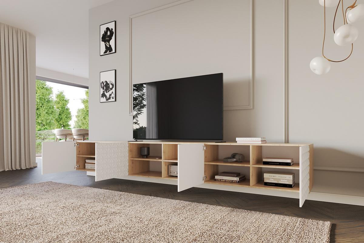 LOWBOARD VIRA-W 3x100x40x40 cm - Artisan / Weiß - Weiß, Holzwerkstoff (300/40/40cm) - ALTDECOR