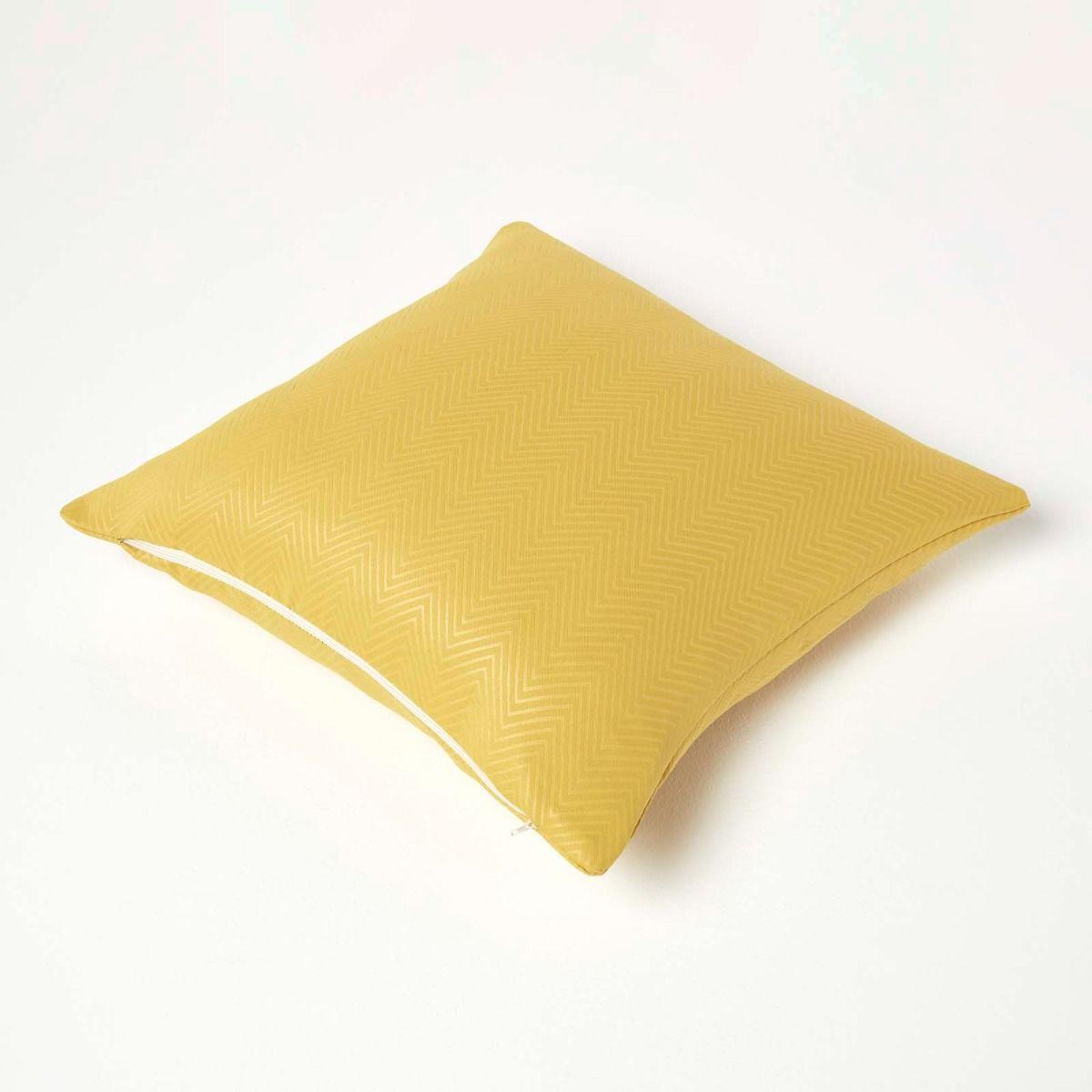 KISSENHÜLLE Fischgrät-Muster 45/45 cm - Dunkelgelb, Textil (45/45cm) - Homescapes
