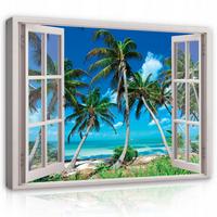 BILDER auf Leinwand Strand Meer Palmen Modern 100x70 - Multicolor, Holzwerkstoff (100/70cm) - Wallarena
