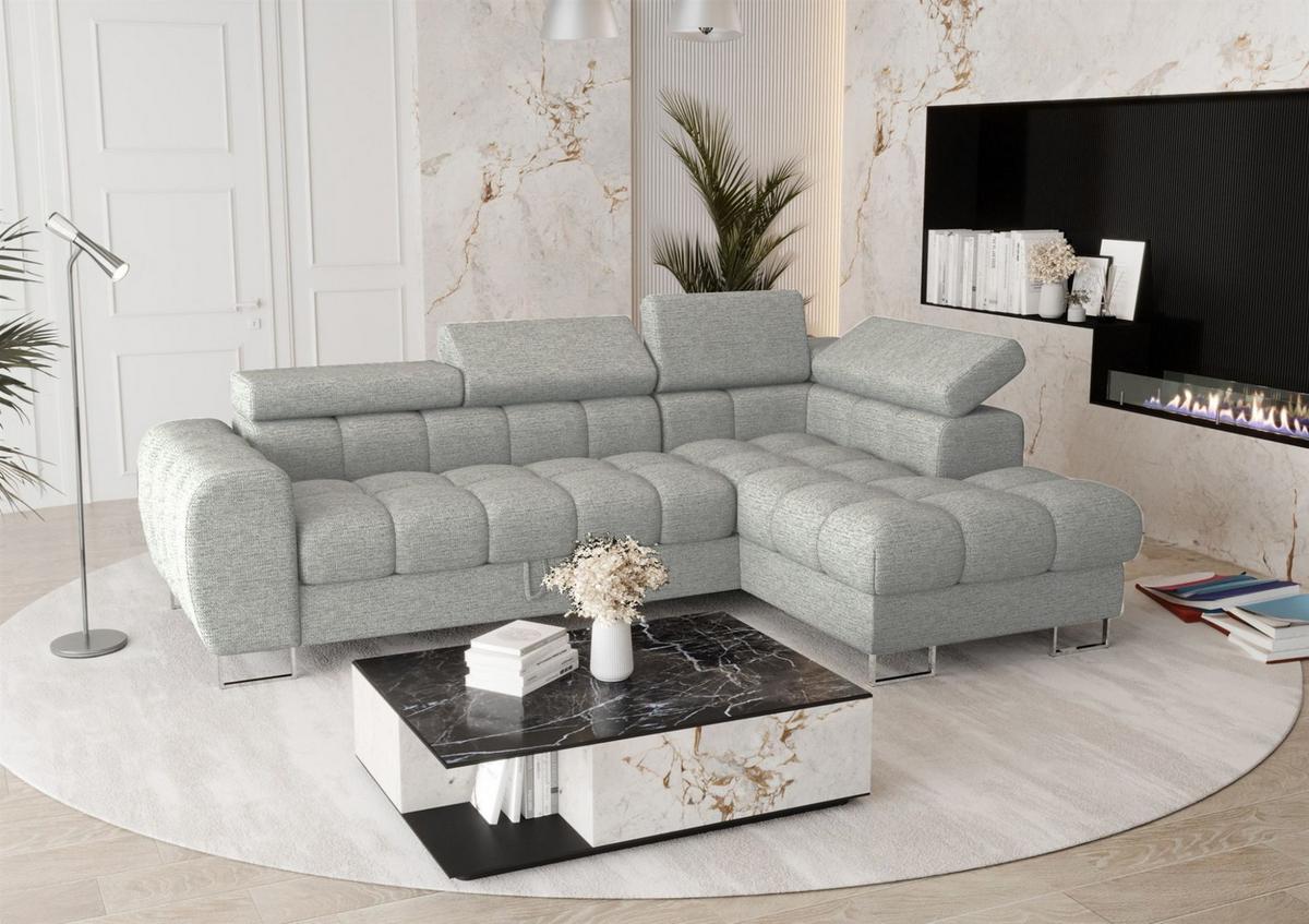 ECKSOFA Bastien Mit Schlaffunktion - Hellgrau, Holzwerkstoff/Textil (260/170cm) - Fun Möbel