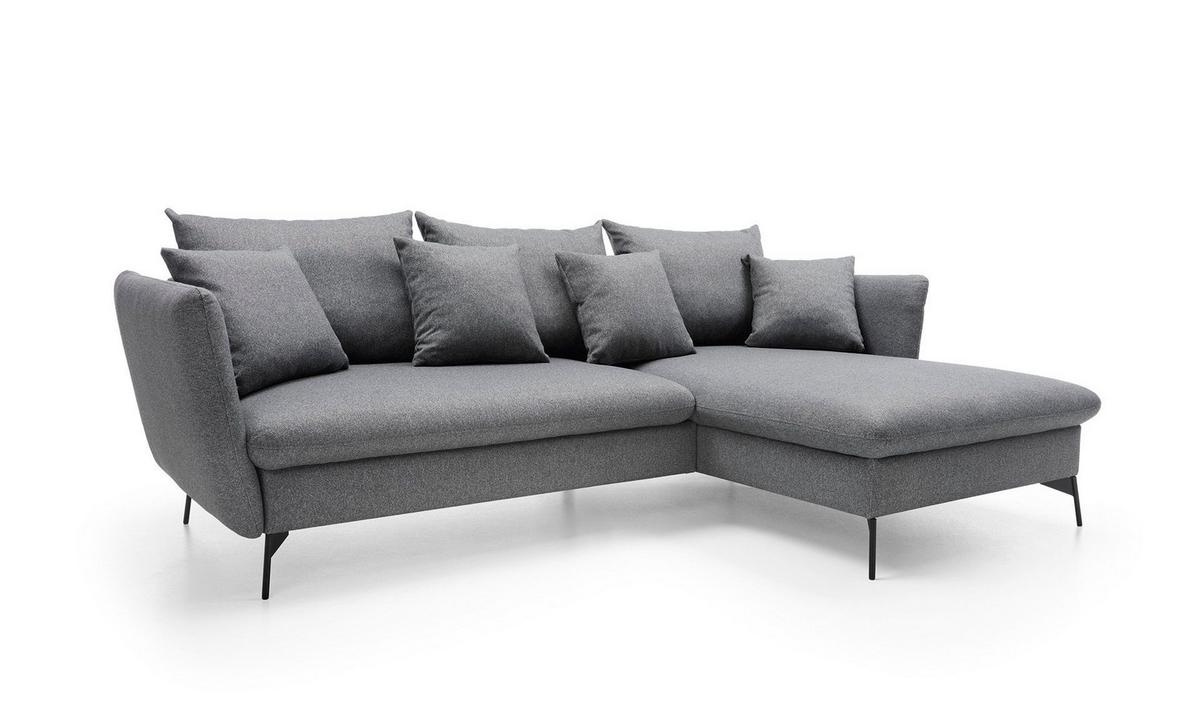 ECKSOFA FERRO Grau Geflochtener Stoff mit Schlaffunktion - Grau, Holz (258/167cm) - MASSENO