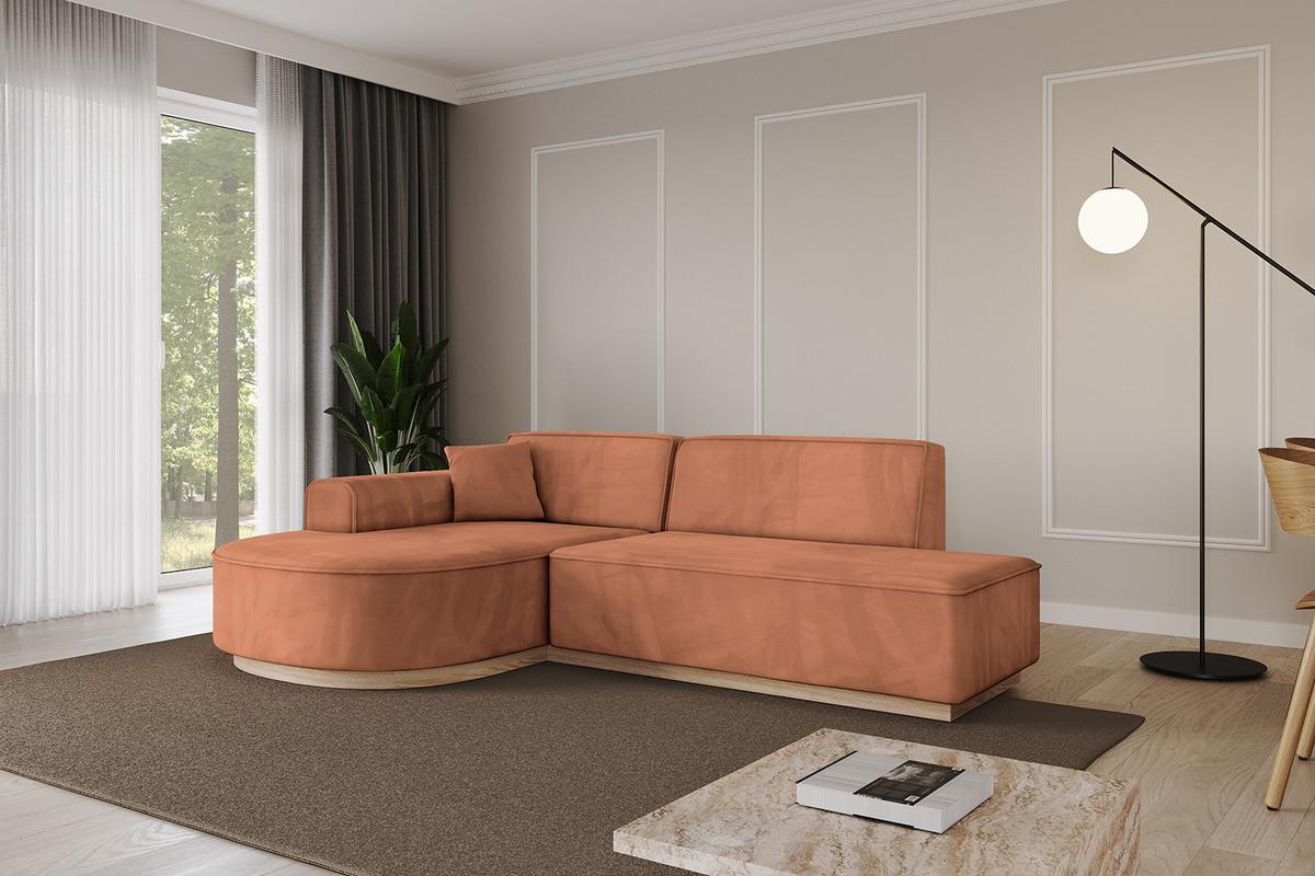 ECKSOFA Ottomane Links ARRIO-L1 - 243x171x83 cm Apricot - Koralle, Holzwerkstoff/Textil (243/171cm) - ALTDECOR