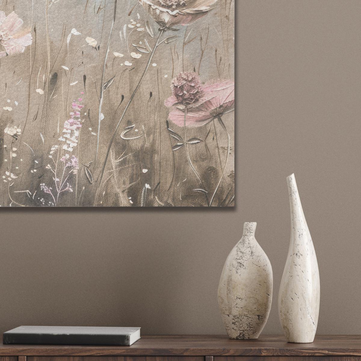 AKUSTIKBILD Blumen - Rosa - Modern - Beige Wanddeko 70x50 cm - Beige, Kunststoff (70/50/0.9cm) - MuchoWow