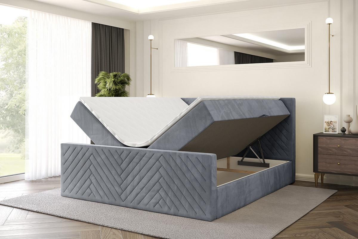 BOXBETT mit Matratze und Lattenrost - VEXA-Z - 120x200 - Grau Casablanca - Grau, Holzwerkstoff (120/200cm) - ALTDECOR