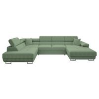 WOHNLANDSCHAFT Torezio Bis Cord, Seite: Links - Hellgrün, Holz/Textil (346/90/203cm) - MIRJAN24