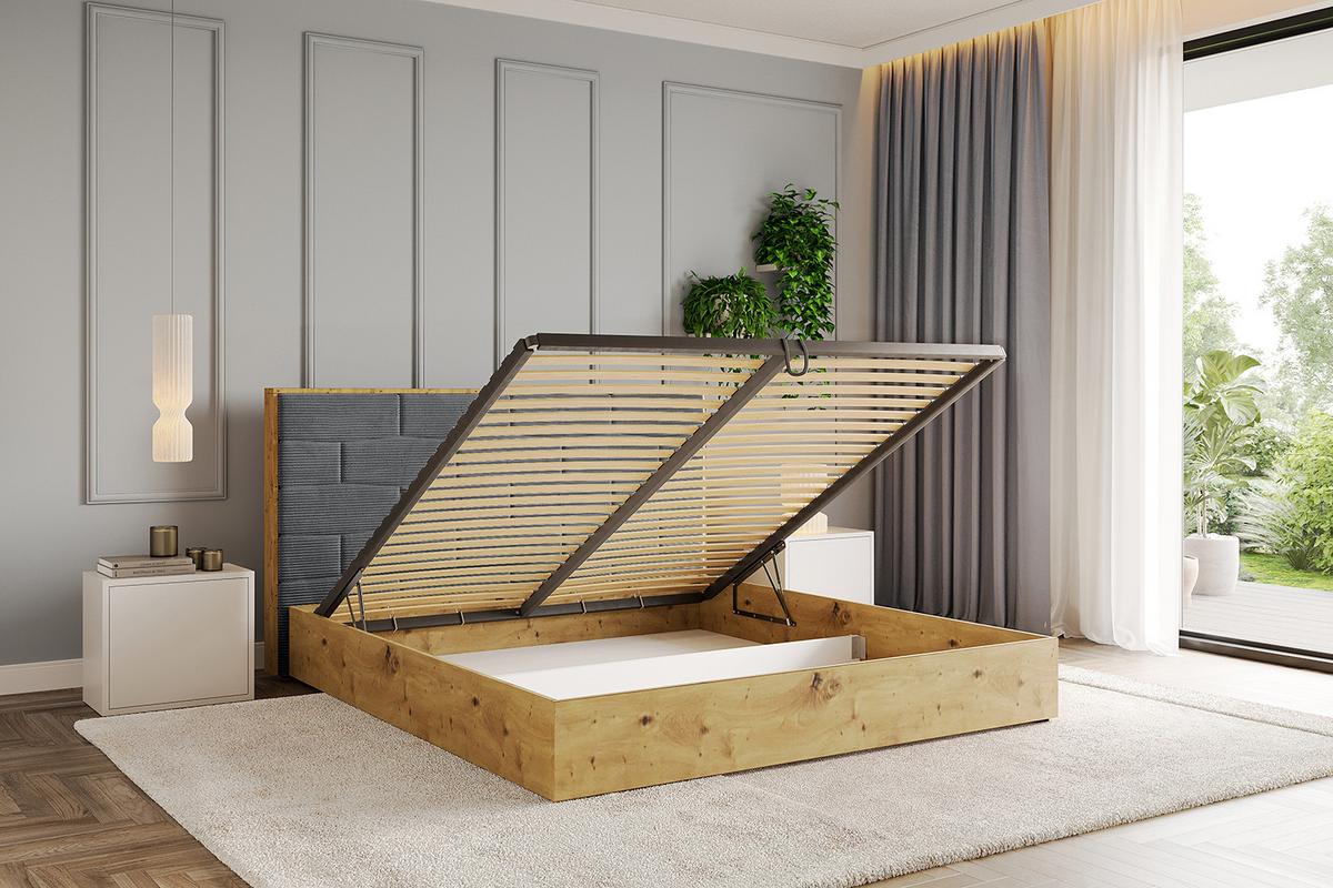 POLSTERBETT mit Bettkasten und Lattenrost, Boxbett ohne Matratze - ENZO8 120x200 Dunkelgrau - Anthrazit, Holzwerkstoff/Textil (120/200cm) - ALTDECOR
