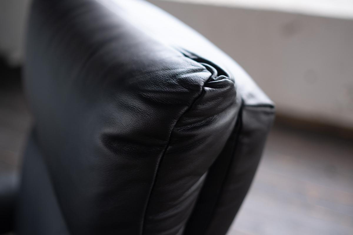 RELAXSESSEL NAMA Schwarz Leder Relaxfunktion - Schwarz, Leder/Metall (78/111/86cm) - KAWOLA