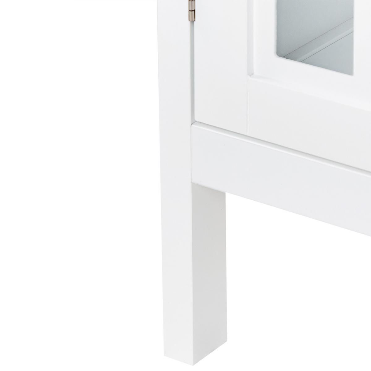 SIDEBOARD mit Glastüren 80 cm Weiß Miram - Weiß, Holzwerkstoff (80/78/36cm) - Beliani
