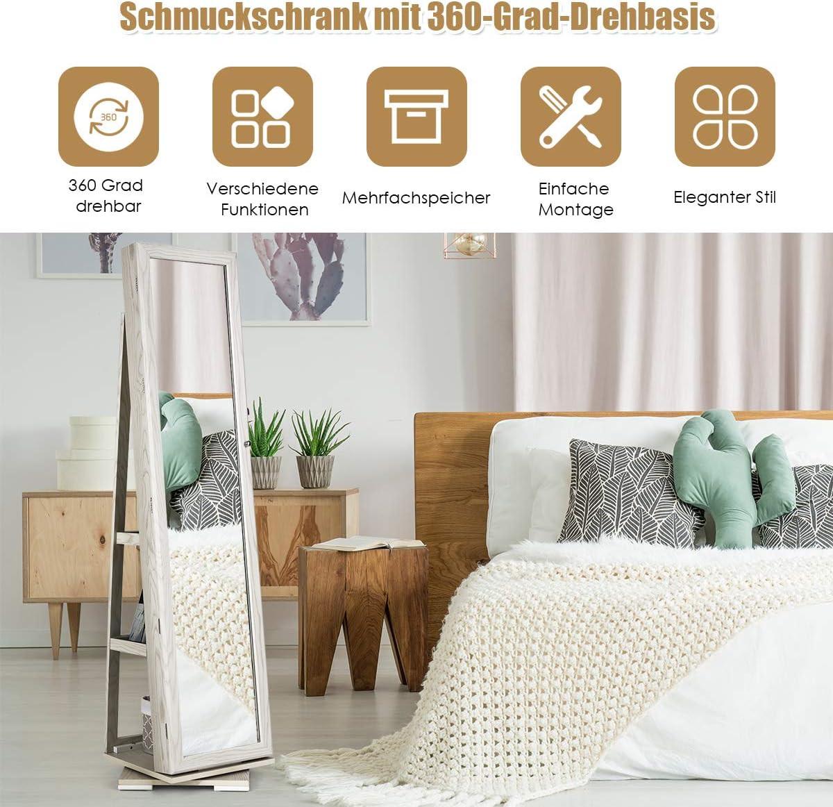 SCHMUCKSCHRANK 161cm Weiß - Weiß, Holz (39/161/39cm) - COSTWAY