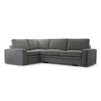 ECKSOFA L Form Treville DunkelGrau 296/196/94 cm – Links, mit Bettkasten und Schlaffunktion - Dunkelgrau/Schwarz, Kunststoff/Textil (196/296cm) - AX Living