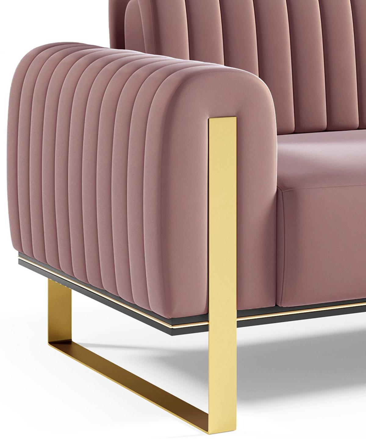 SOFA Parissa 228 cm - Pink/Goldfarben, Textil/Metall (228/79/92cm) - Selsey