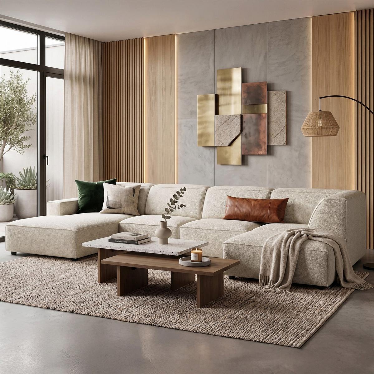 WOHNLANDSCHAFT Sellmo 366 cm - Creme/Schwarz, Kunststoff/Textil (370/70/184cm) - Selsey