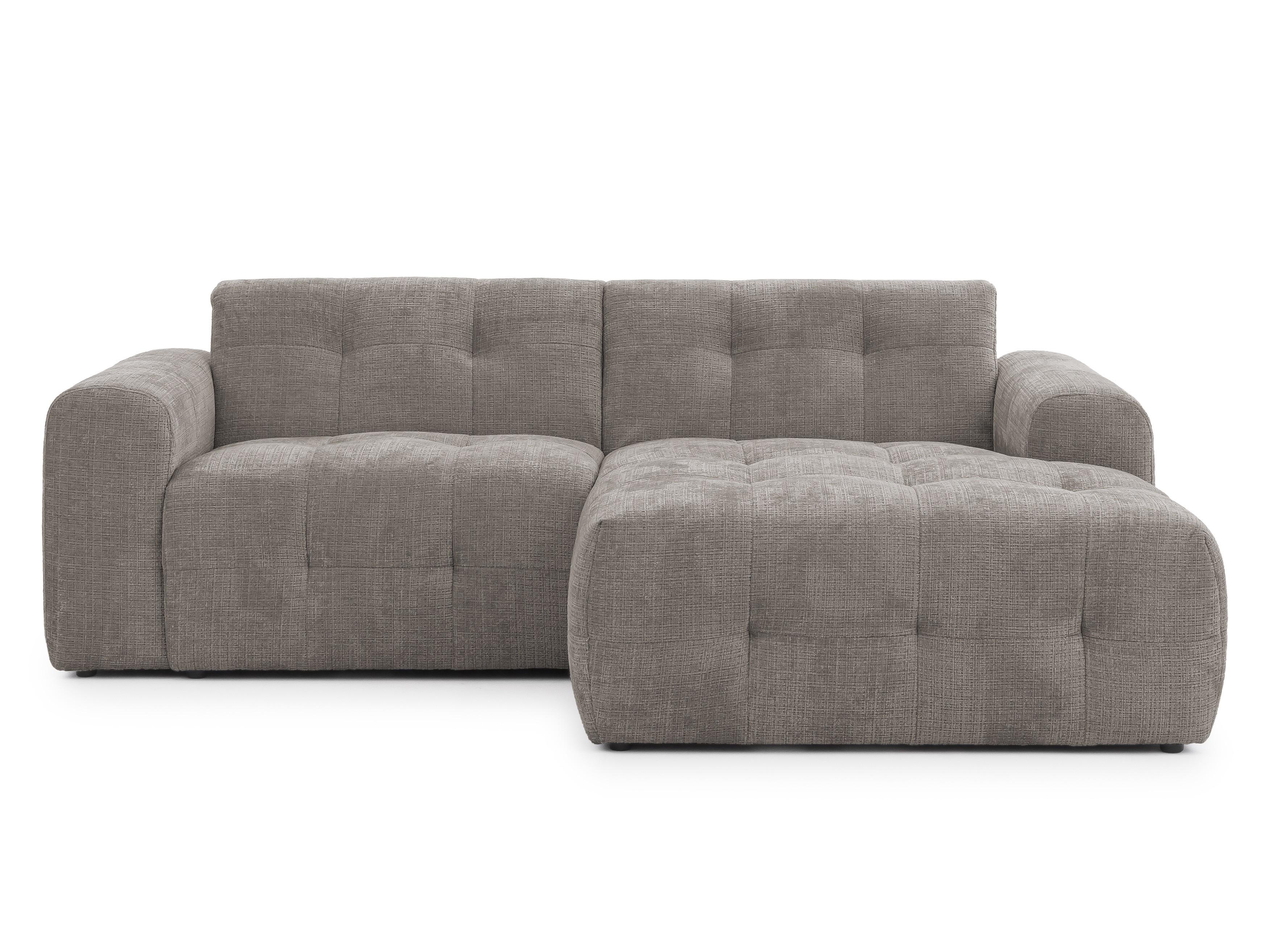 ECKSOFA mit Ottomane rechts, raffinierten Steppungen, Wellenunterfederung, B234/T161/H79 cm, Chenille-Bezug in Braun Taupe / 21041 - Taupe/Schwarz, Kunststoff/Textil (234/79/161cm) - luma-home