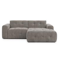 ECKSOFA mit Ottomane rechts, raffinierten Steppungen, Wellenunterfederung, B234/T161/H79 cm, Chenille-Bezug in Braun Taupe / 21041 - Taupe/Schwarz, Kunststoff/Textil (234/79/161cm) - luma-home