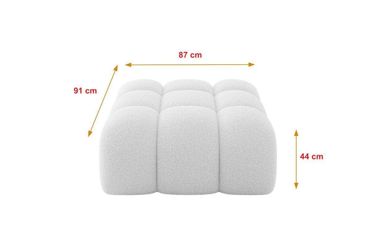 POUF OLEA-PUF 91x87x44 cm Weiß Bouclé Modular Sitzhocker - Schwarz/Weiß, Holzwerkstoff/Kunststoff (91/44/87cm) - ALTDECOR