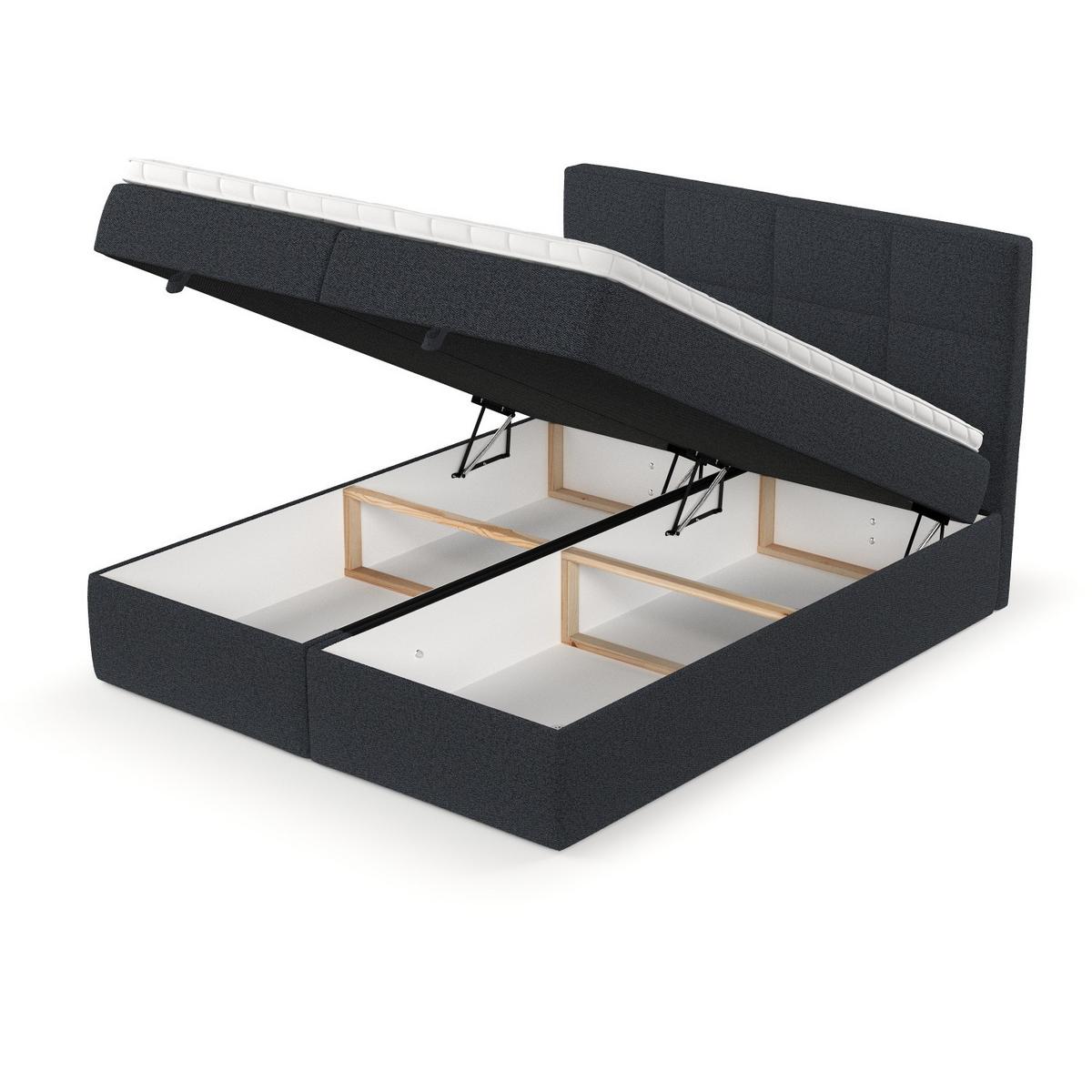 BOXBETT Velto 160/200 cm Anthrazit im Riva Stoff - Anthrazit/Schwarz, Holz/Holzwerkstoff (160/200cm) - AltaBeds