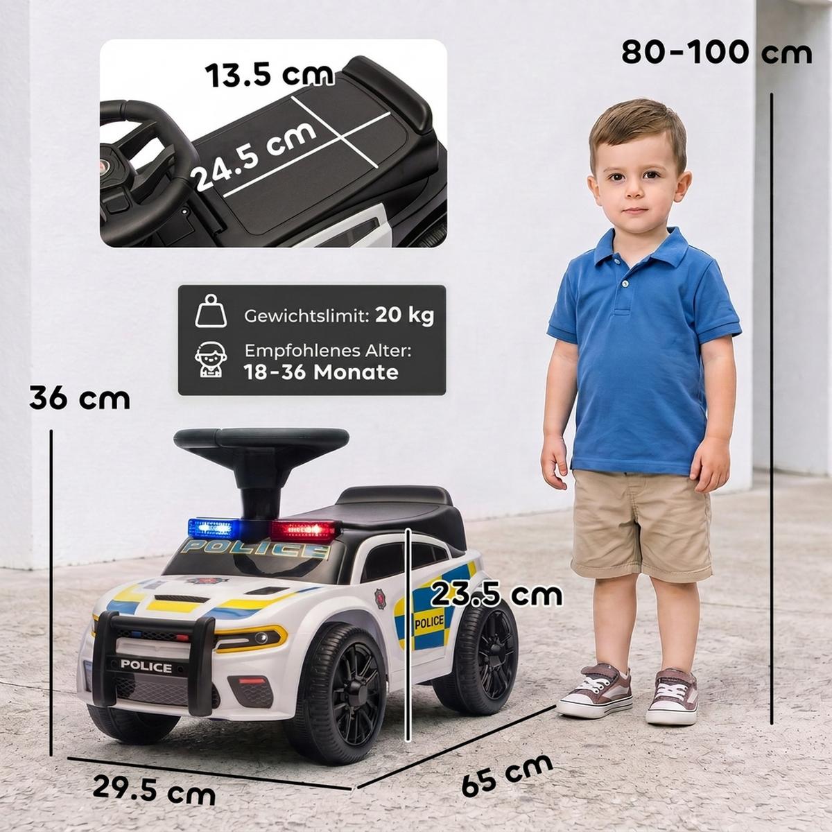 KINDER-RUTSCHAUTO PP-Kunststoff Weiß - Weiß, Kunststoff (65/29.5/36cm) - AIYAPLAY