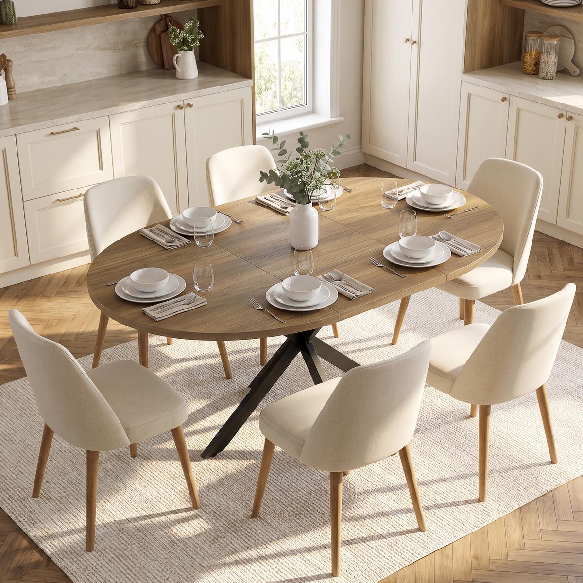 AUSZIEHBARER-ESSTISCH MDF Stahl Braun - Schwarz/Braun, Holzwerkstoff/Metall (135/100/75cm) - HOMCOM